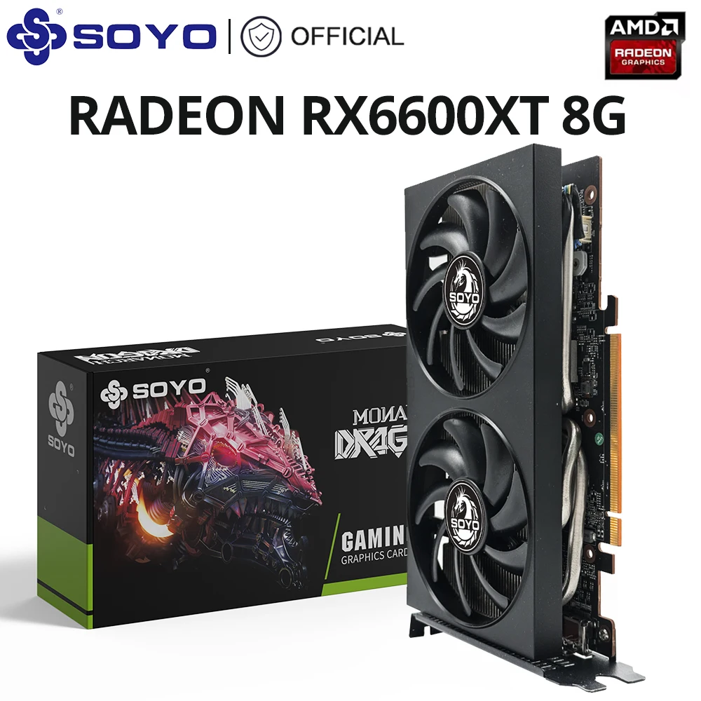 SOYO AMD Radeon RX 6600XT Graphics Card 8G GDDR6 Video Memory 128 Bit PCIE4.0*8 DP Gaming Video Card Full New Desktop  GPU