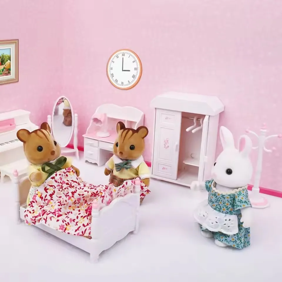 1/12 Scale Dollhouse Furniture Set Bedroom Bathroom Kitchen Livingroom Miniature DIY Accessories for Kid Pretend Play Mini House view 5