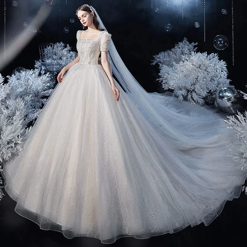 

Starry sky master wedding dress new summer bride high-end trailing dream fairy wedding dress temperament elegant dress