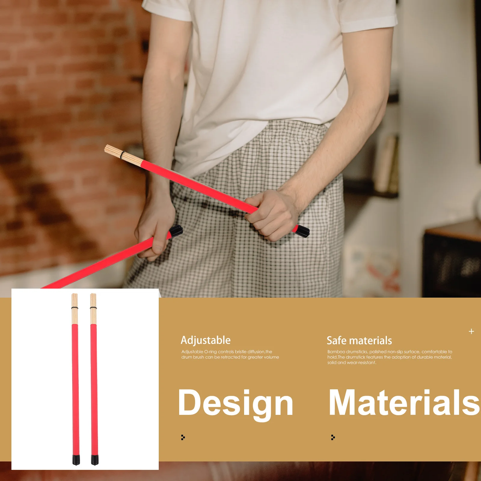 

1Pair Professional Bamboo Drum Sticks Durable Solid Wear Resistant Great for Beginners and Enthusiasts Bamboo Drumstick