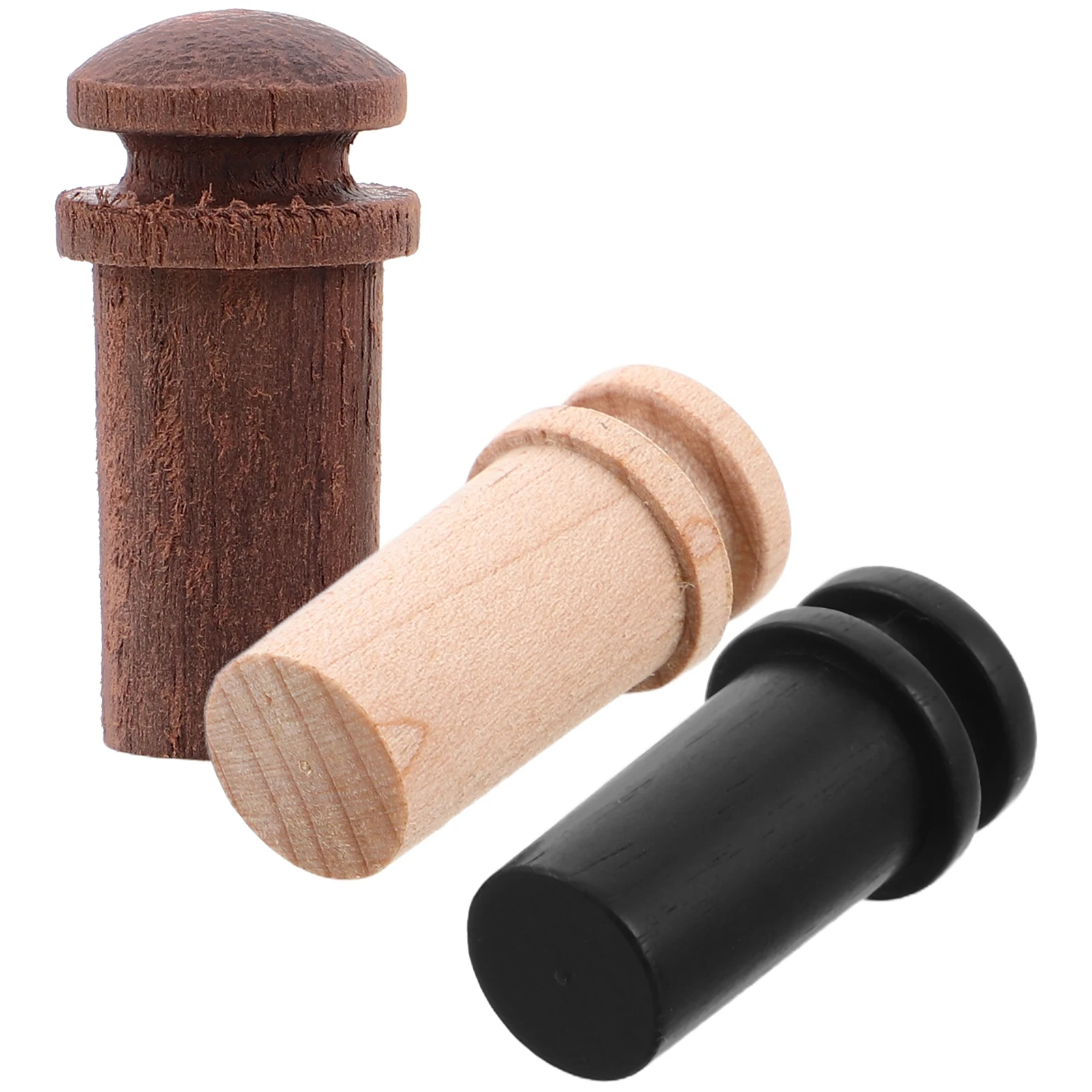 

3 Pcs Solid Wood Guitar Accessories Acoustic Strap Button Locks Buckle Parts Wooden