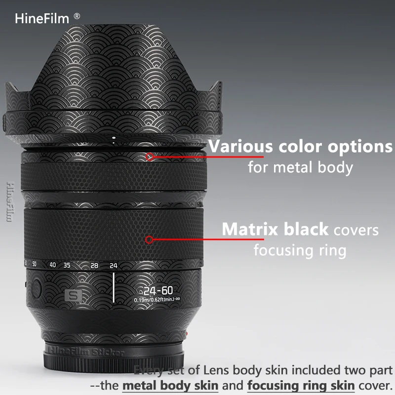 Hinefilm الجلد لباناسونيك LUMIX 24-60 مللي متر F2.8 عدسة ملصق مائي الجلد 24 60 عدسة التفاف غطاء ل Lumix S 24-60 F2.8 عدسة الجلد S-R2460