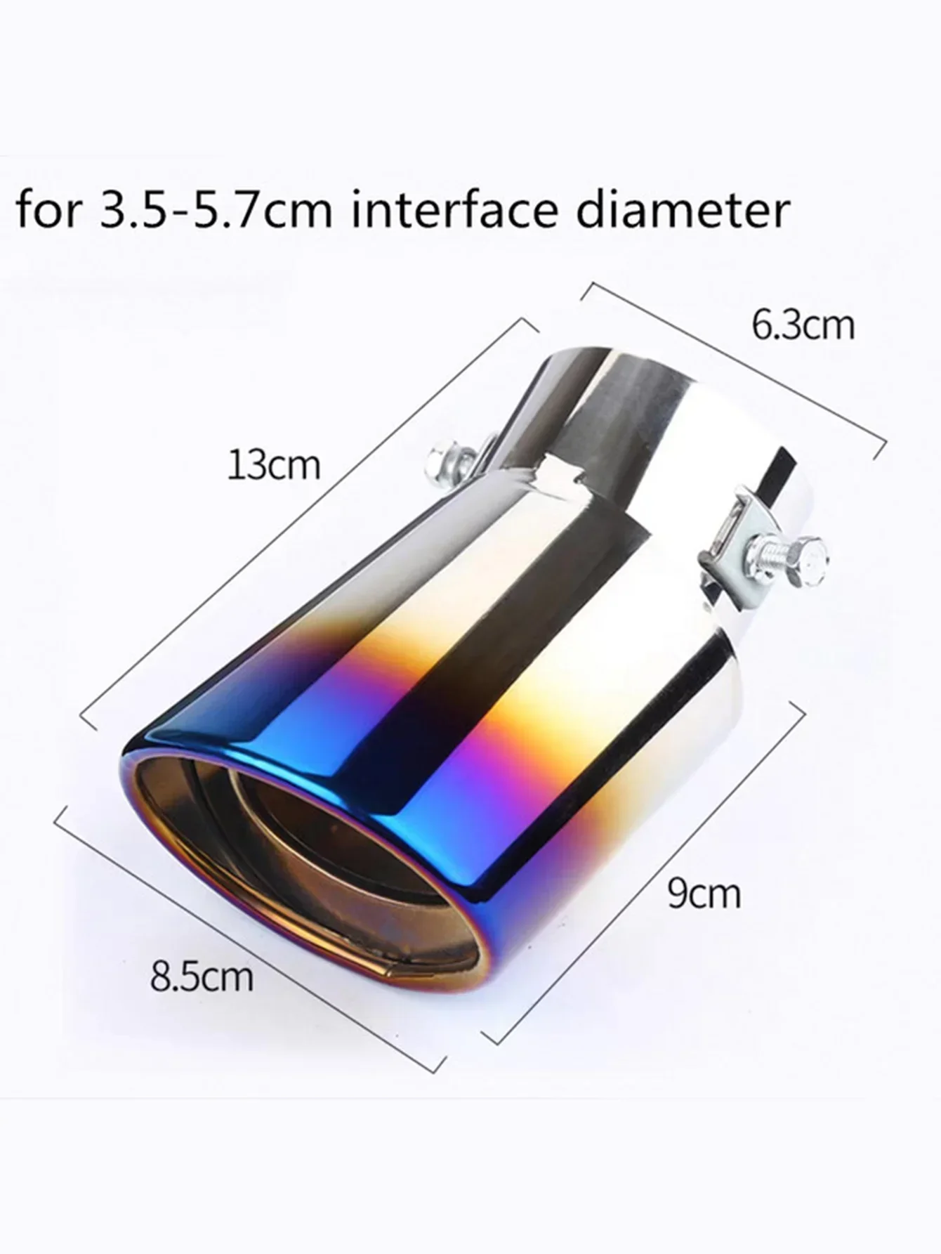 طرف كاتم صوت عادم السيارة مستدير من الفولاذ المقاوم للصدأ بمنفذ واحد ، أنبوب ذيل أسود ، جزء تعديل ، ملحق تلقائي #6