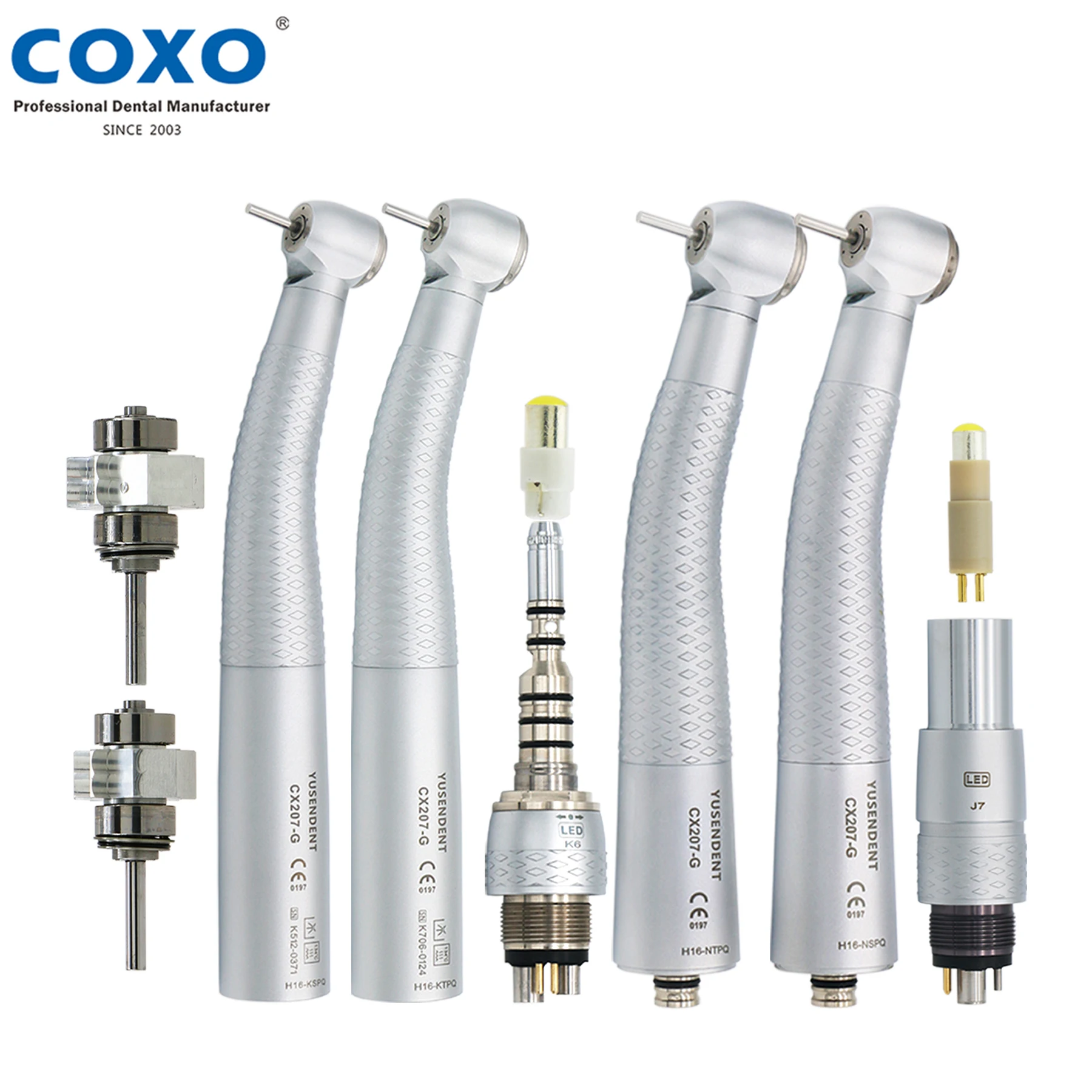 

COXO yusradiance Dental светодиодный Волоконно-Оптический высокоскоростной наконечник CX207 подходит для KaVo Multiflex/NSK Phatelus светодиодный, Соединитель с 6 отверстиями