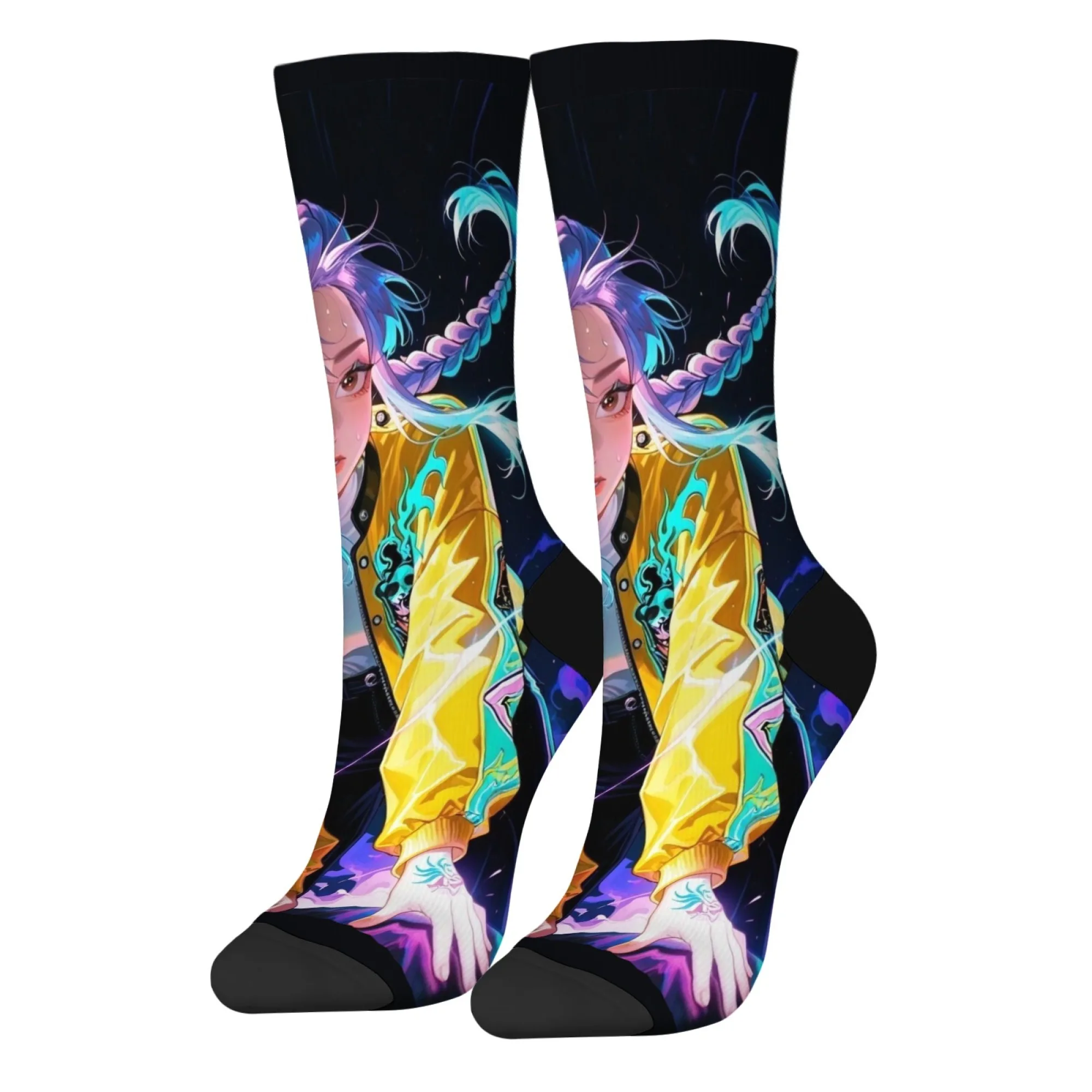 Calzini per ragazze K-POP Cyber Trend Cartoon Hunter Colorati con calzini elasticizzati unisex da strada per casual quotidiano e amante degli anime