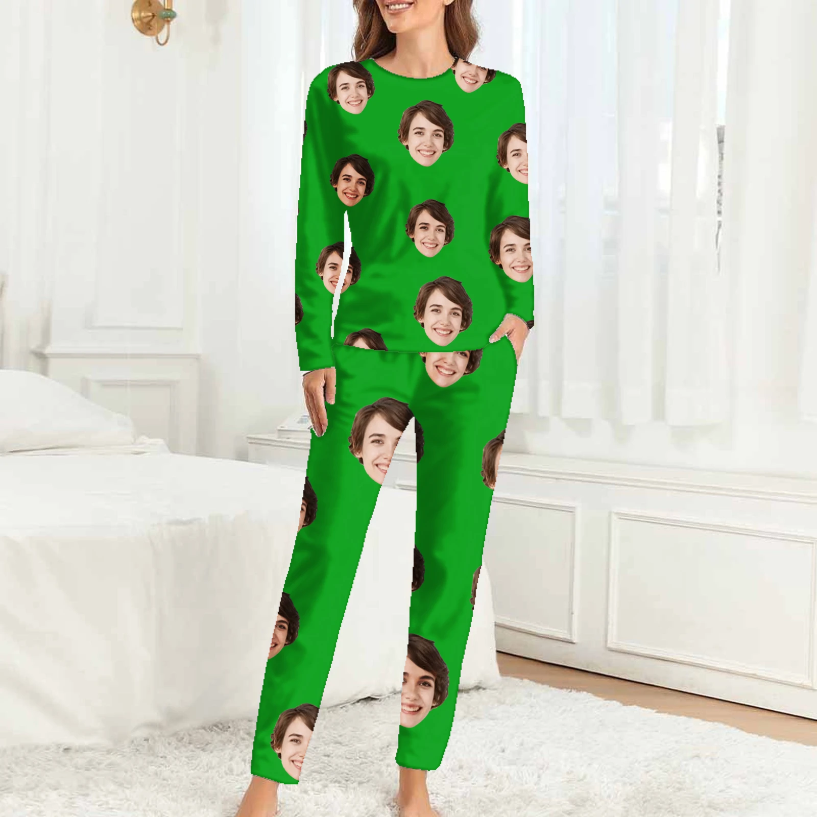 مجموعة ملابس نوم منزلية مخصصة مجموعة ملابس نوم وجه شخصية هدية عيد الميلاد العائلية مجموعة بيجامات مخصصة #5