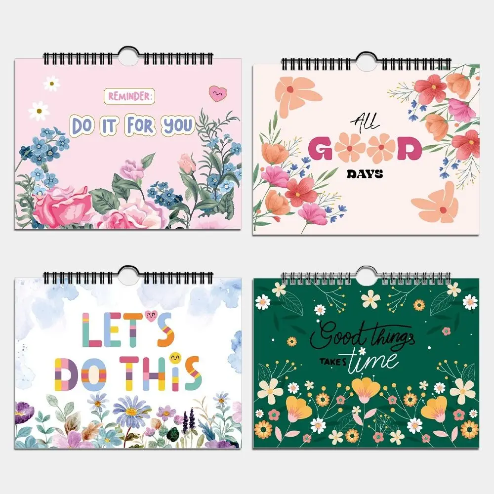 Multifunctional Flower Themed 2025 Agenda Book English Self-motivation Notebook With Calendar To Do List Students