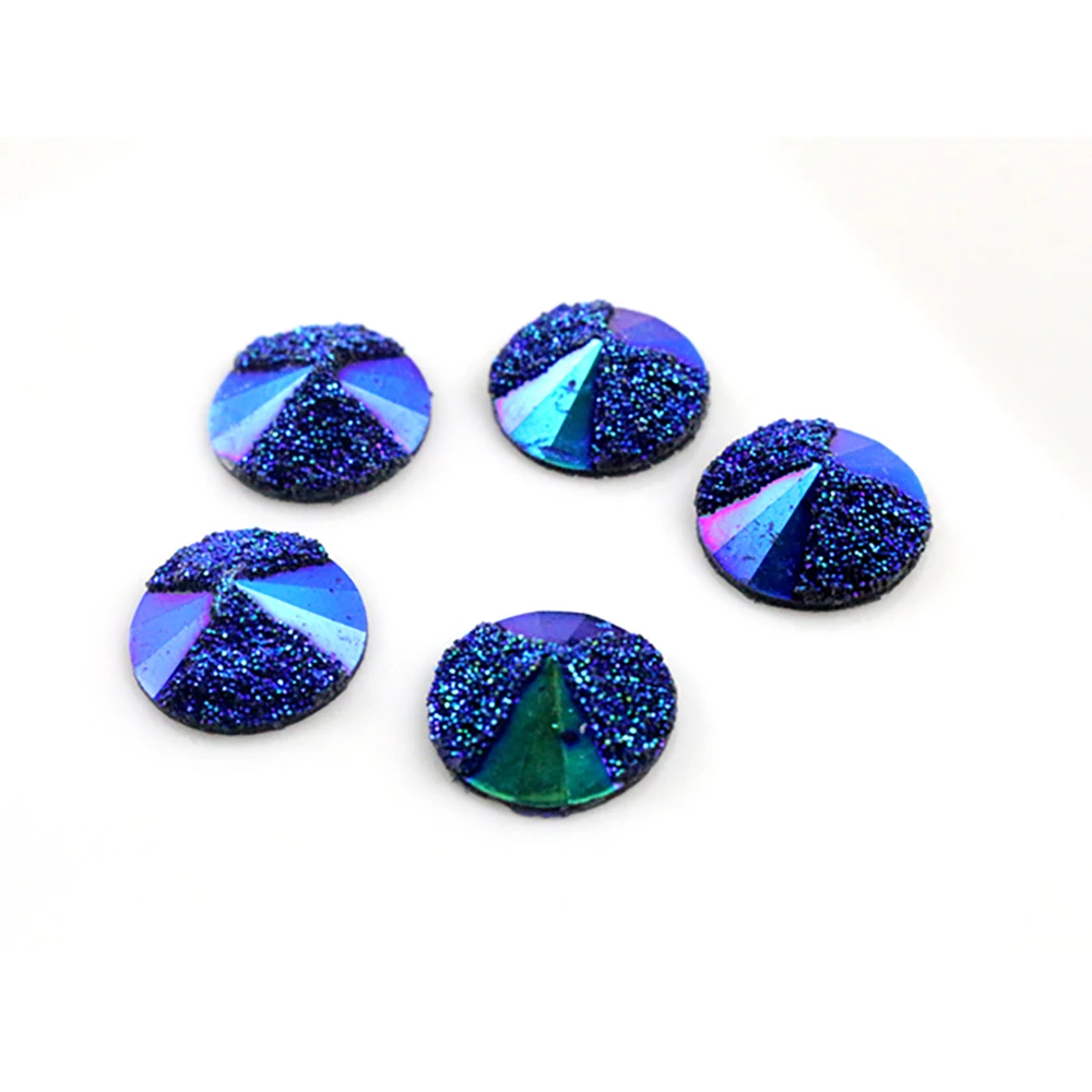 New Fashion 40pcs 12mm Mix Blue AB Colors Flower Fashion Style Flat back Resin Cabochons Cameo
