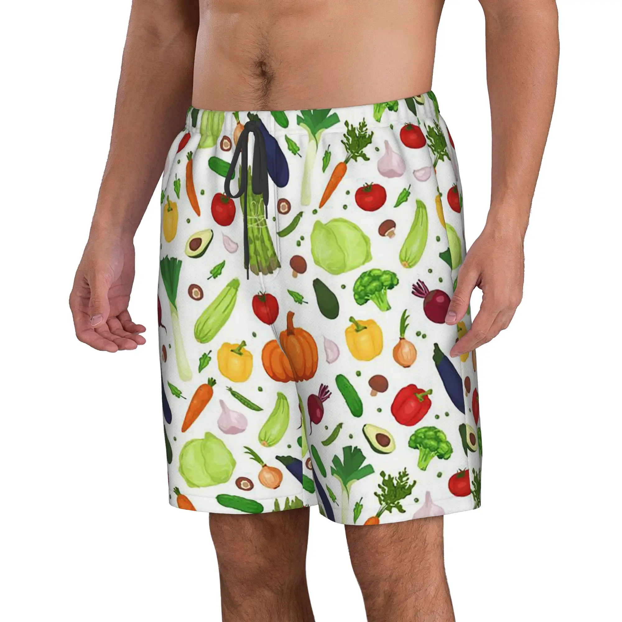 Cartoon Fitness Vegetable Pattern Trunks Beach Board Shorts Casual Quick Dry Swimming Summer Men Pants