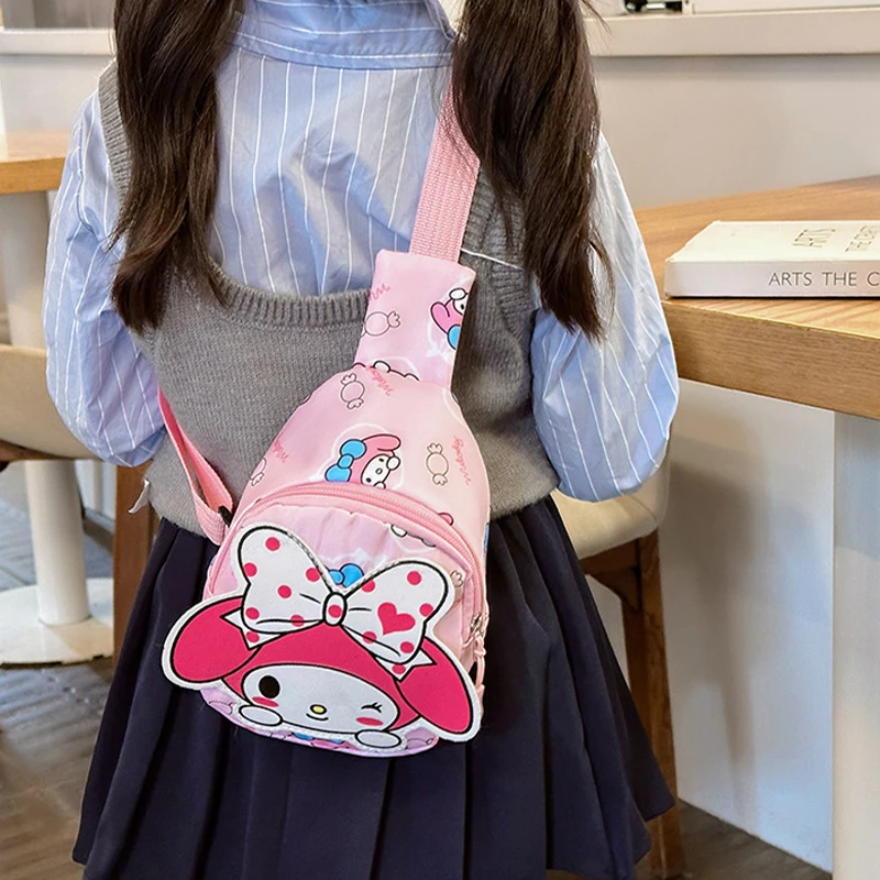 Sanrio-Bolso de pecho de Hello Kitty, mochila Cinnamoroll, bandolera de hombro de dibujos animados, regalo, envío gratis, venta al por mayor