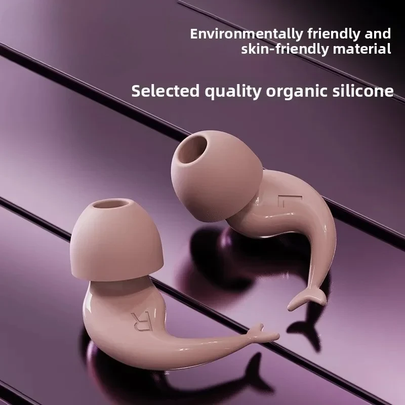 

New Silicone Noise Canceling Earplugs - Waterproof for Swimming & Sleeping, Interchangeable Fish-Shaped Tips