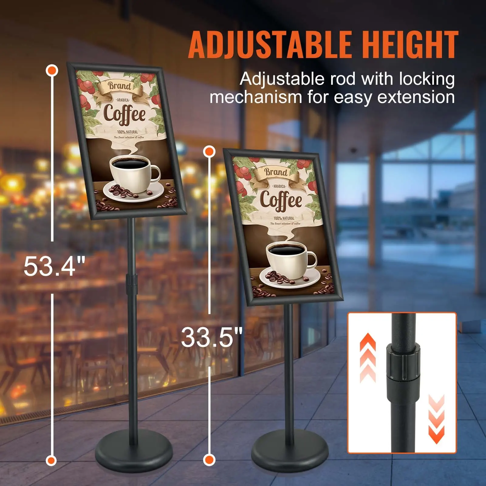 Pedestal Sign Holder, 11 X 17 Inch Vertical And Horizontal Adjustable Poster Stand, Heavy-Duty Floor Standing Sign Holder