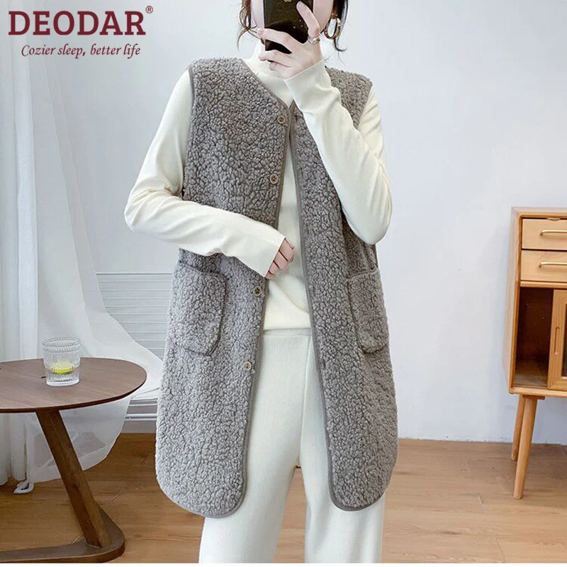 

DEODAR Spring Autumn Women Waistcoat Winter Thermal Warm Thick Fleece Vests Ladies Sleeveless Jacket Fashion Commuter Outwear