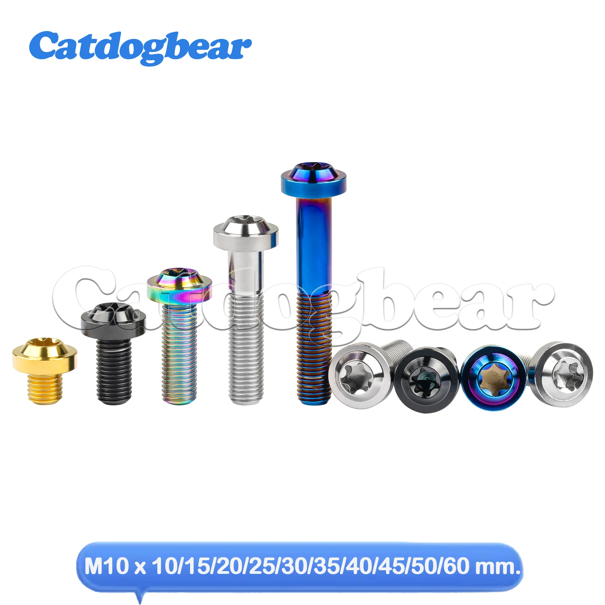 Catdogbear parafuso de titânio M10x10-60mm passo 1.25/1.5mm t50 torx parafusos de cabeça de ameixa para acessórios de carro de motocicleta