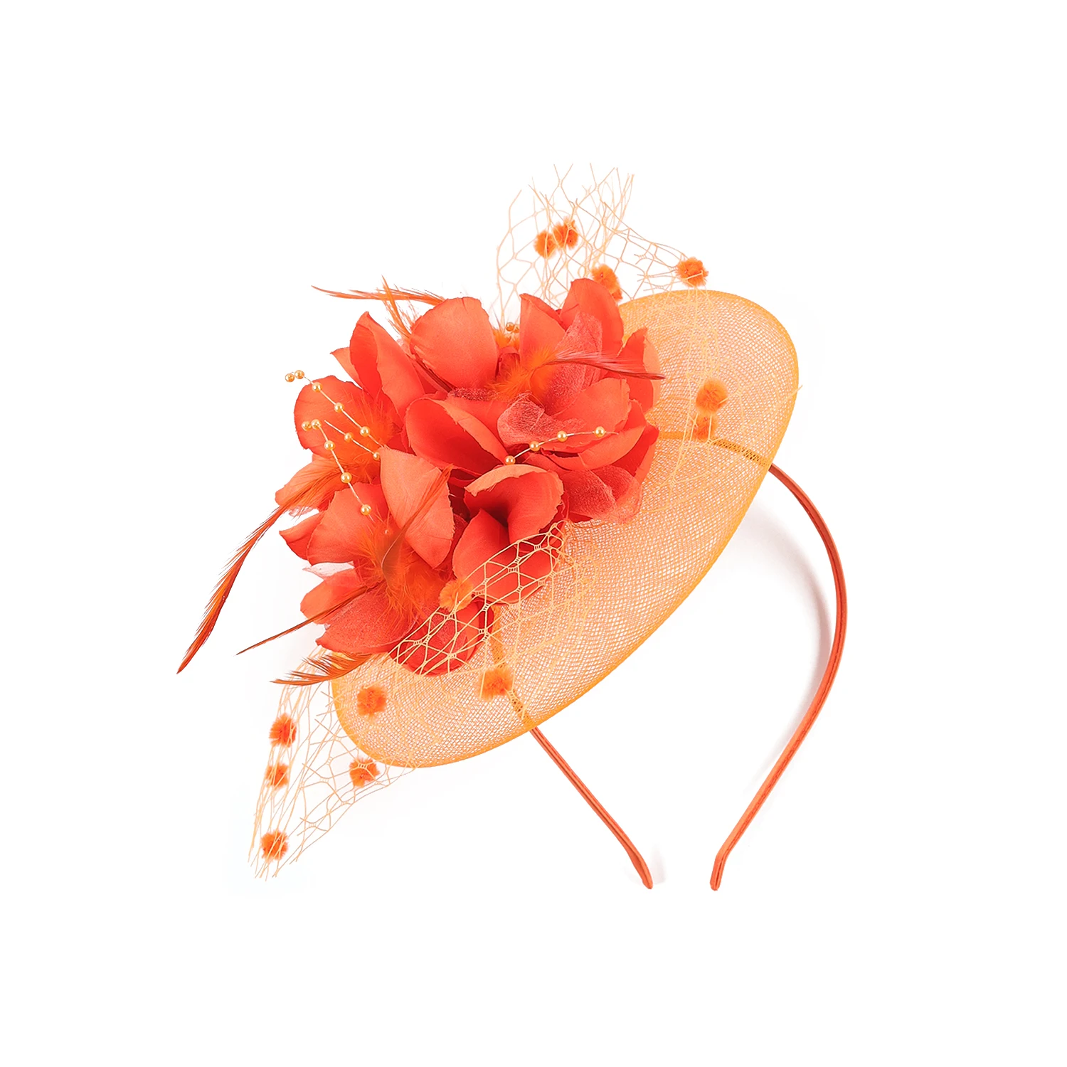 Elegante copricapo di fiori alla moda Versatile piuma da donna Decorazione da ballo Affascinante cappello da tè per le donne