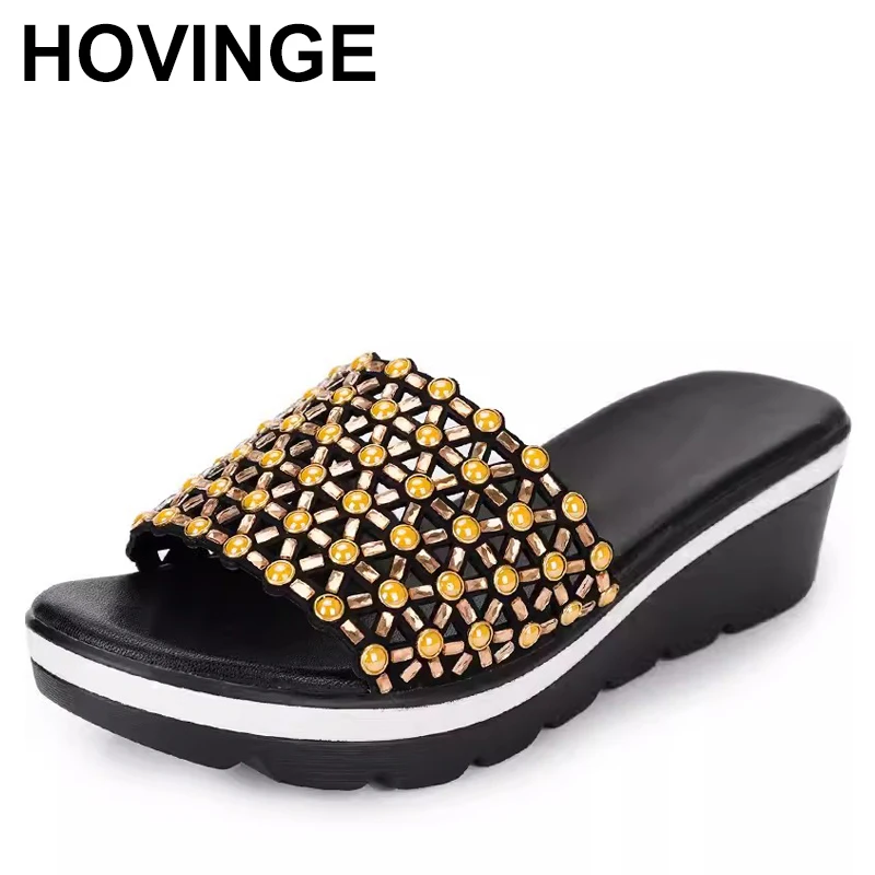 

Summer Leather Slides Fashion Women Round Toe Casual Slippers For Brand Female Holiday Beach Sandalias New Ladies Outdoor Flats