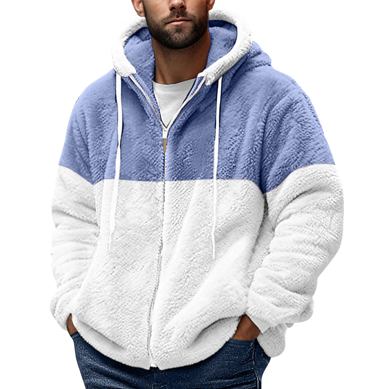 Abrigo grueso de felpa para hombre, versión coreana de la tendencia de Sudadera con capucha con cremallera, abrigo de lana informal suelto, Primavera, Invierno