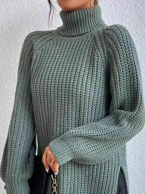 

Loose Long Sve High Collar Sweater Street Sle Polyester Fiber Thiened Autumn Winter Women's Knitwear Color