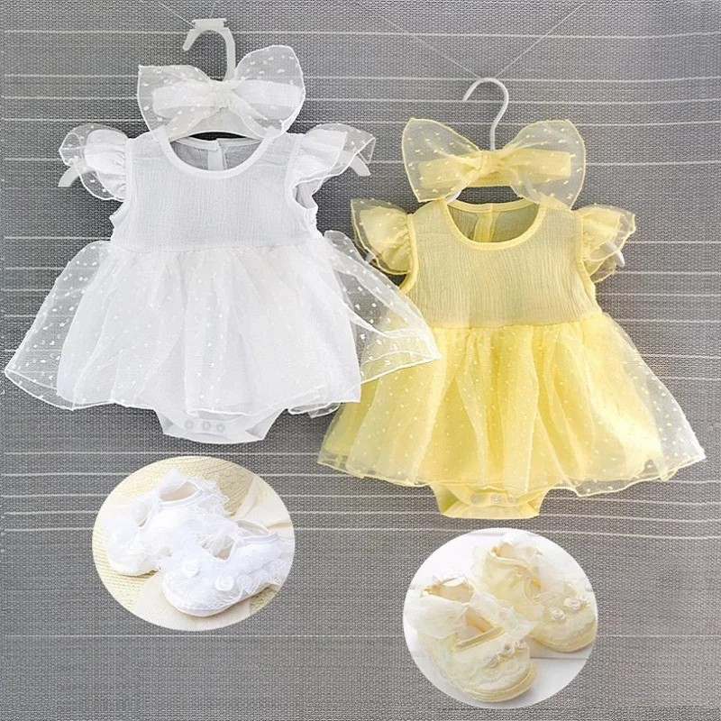 New born baby girl dresses baby christening dress 2019 christening Princess white yellow newborn dress baby girl dresses 3 6 mon