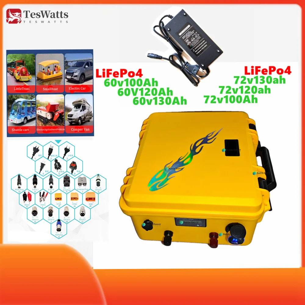 

JNXLiFePo4 60V 72V 100Ah 120Ah 130Ah 150Ah Waterproof Lithium Battery for 6KW 7KW Tricycle Motorcycle EV RV Sightseeing Vehicle