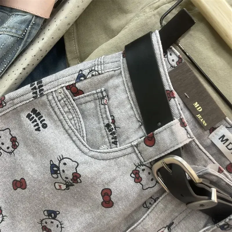 2026 Anime Hello Kitty Bow Printed Denim Skirt for Women Spring Summer New Hip Wrapping Fashion Mini Skirt Kawaii Cute Gift Ins - view 4