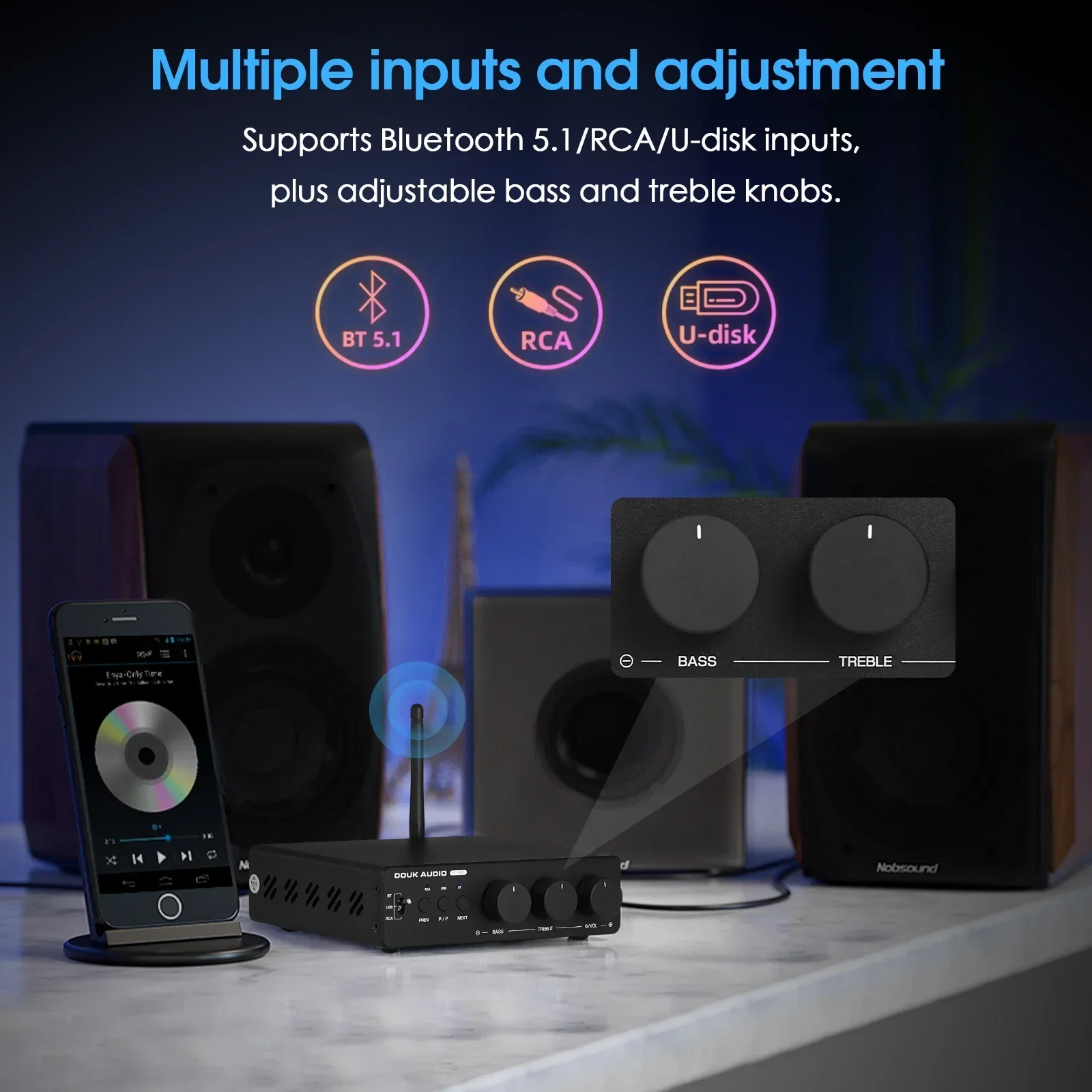 Douk Audio M1MAX الرقمية TPA3255 مكبر للصوت HiFi بلوتوث استقبال المنزل ستيريو الطاقة أمبير مشغل USB 300 واط لمكبر الصوت