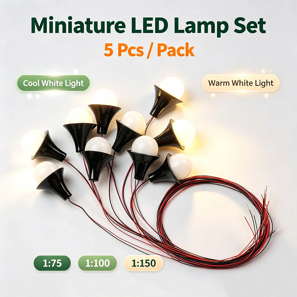 5Pcs Mini LED Pendant Lamp Model Scale 1:75 1:100 1:150 Led Light for Building Sand Table/Dollhouse Lighting Decor Materials