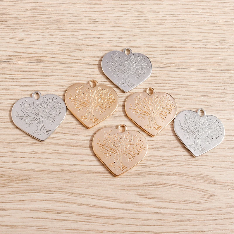 Tusember 10 Stück 23 x 23 mm Legierung Gold Silber Farbe Lebensbaum Herz Charms Anhänger für DIY Ohrringe Halsketten Schmuckherstellung Zubehör – Detail 4
