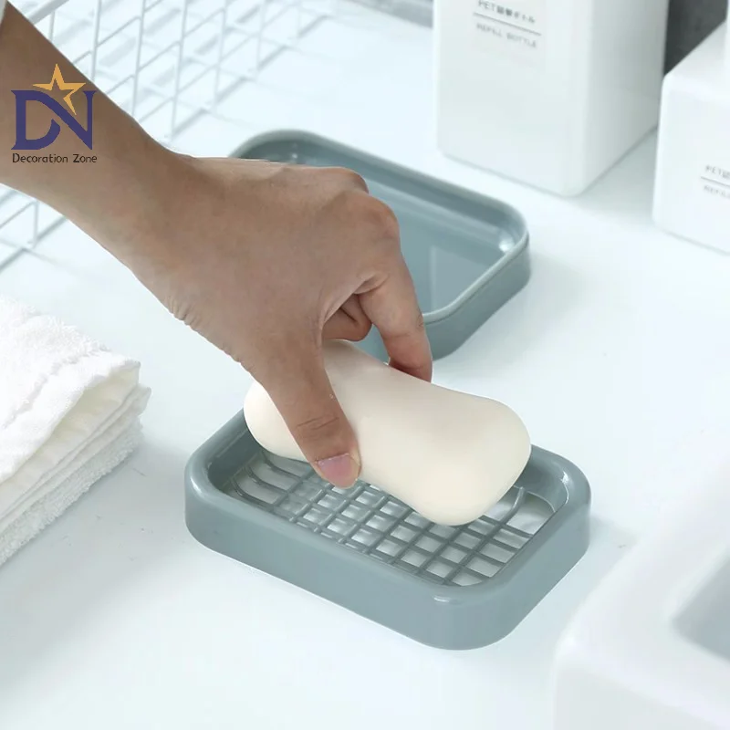 Creative Grid Soap Dish Thickened Double Layer Drain Soap Dish Bathroom Laundry Soap Rack Storage Rack