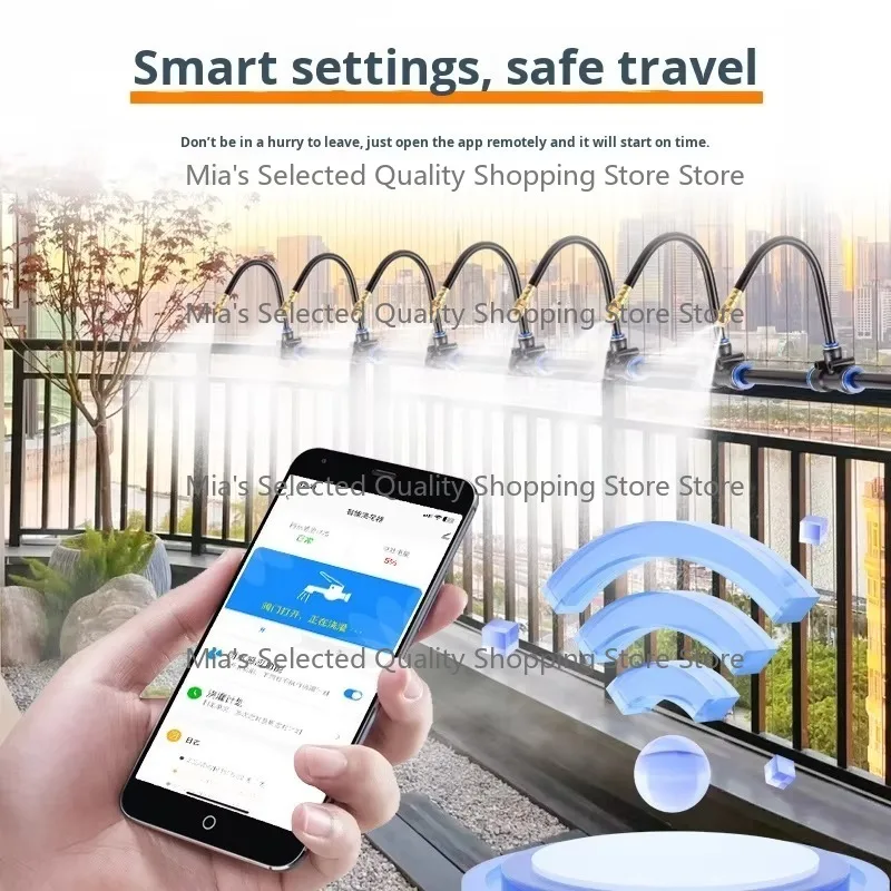 Solar Powered WiFi Remote Control Automatic Flower Watering System Adjustable Plastic Atomizing Sprinkler for Garden