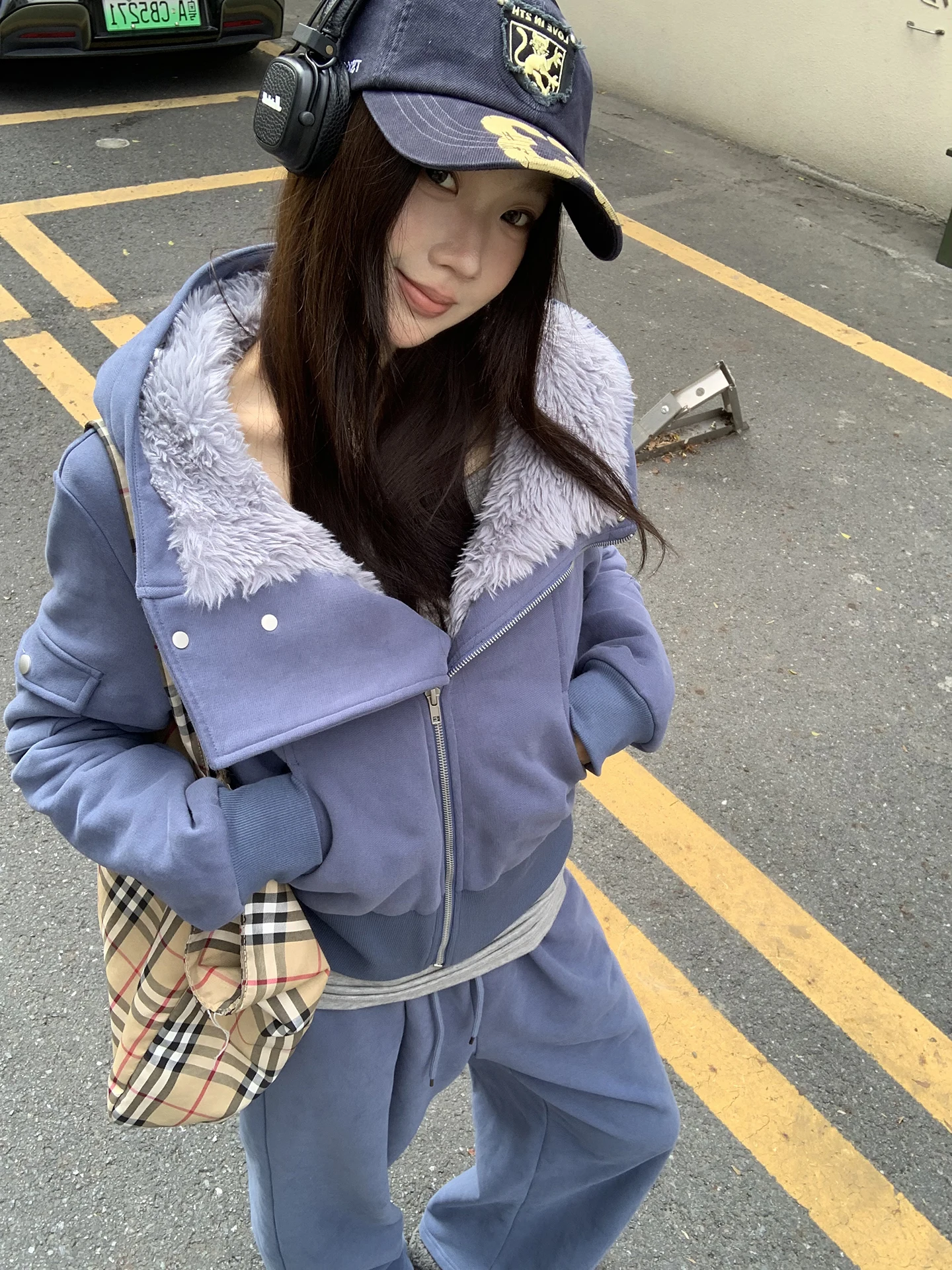 

Синий Fce Lined ort Jaet, женская осенне-зимняя новинка, корейский Sle, хлопковый длинный свеч, застежка-молния