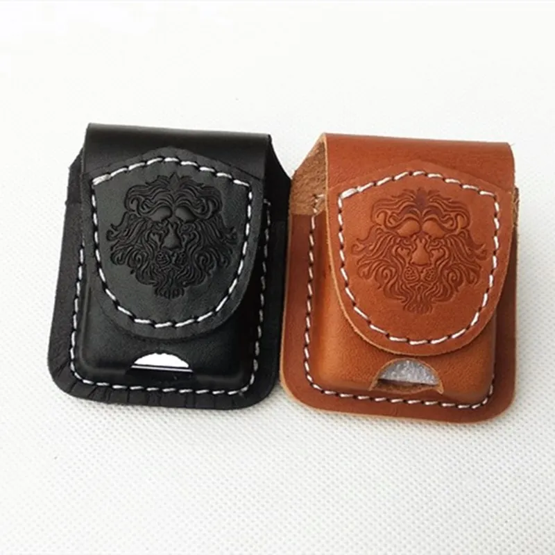 Genuine Leather Lighter Case Cowhide Custom Protective Sleeve Lighter Storage Holster Belt Bag Handmade for Zippo Lighter Shell