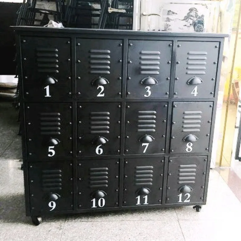 American country iron art aged retro creative chest of drawers industrial style tin cabinet locker