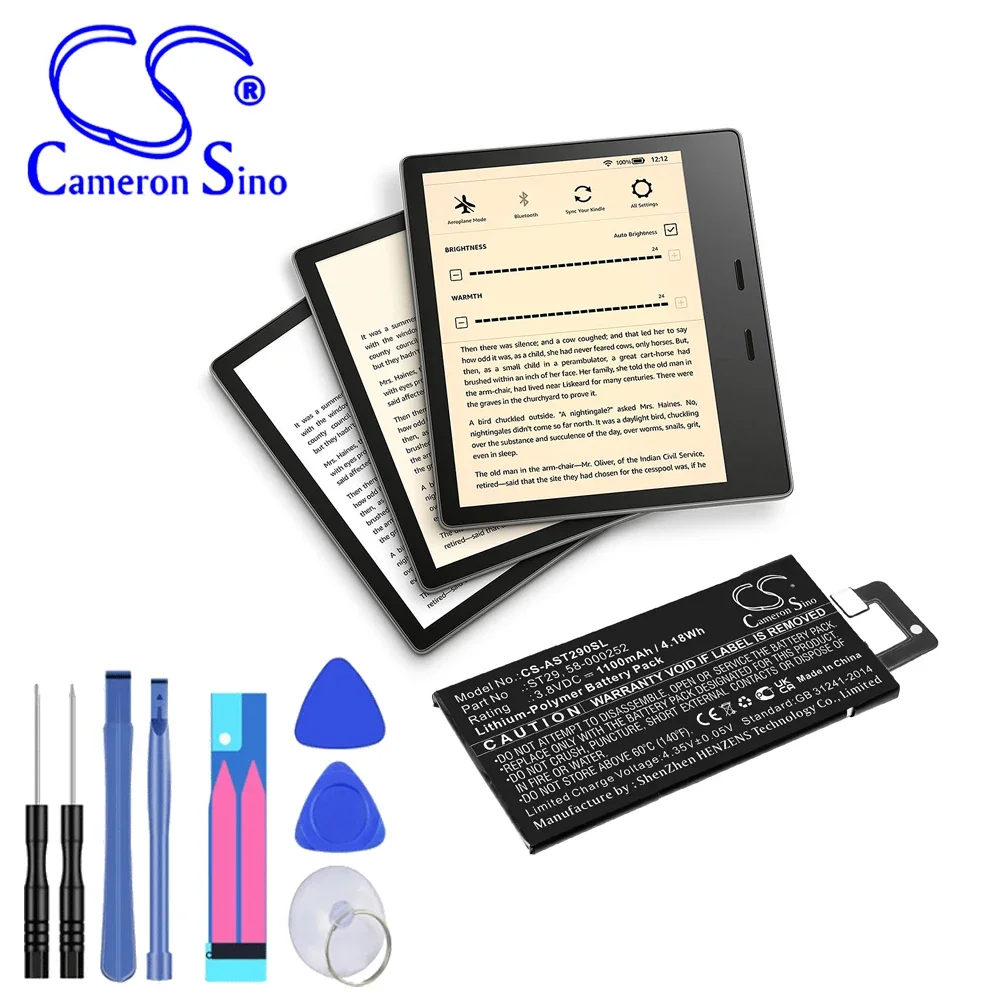 E-book, E-reader1100mAh / 4.18Wh Battery For Amazon 58-000252  ST29  Kindle Oasis 3  Color Black  G.W 43.2g Volts 3.80V