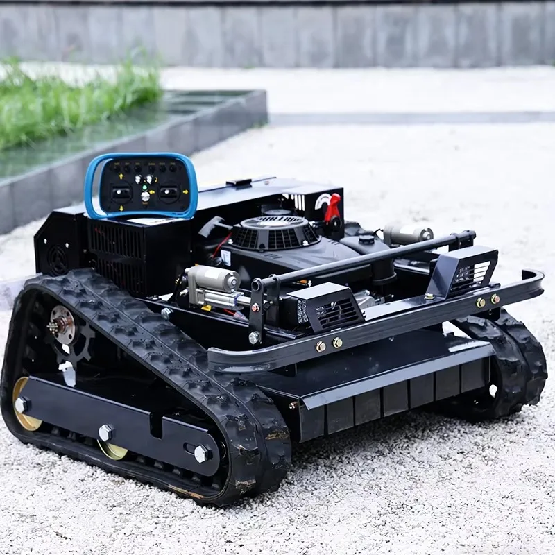 Customized remote-controlled track grass cutting and shredding machine with new adjustable cutting height