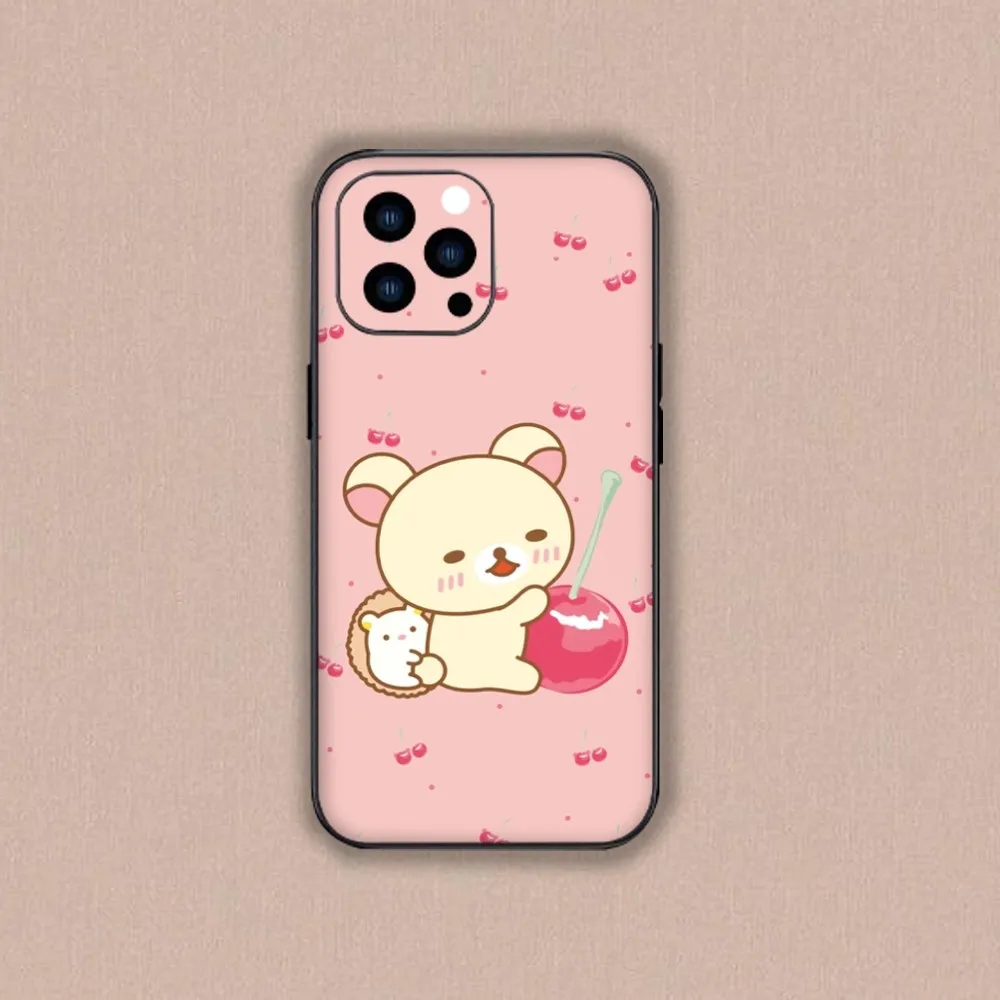 Lovely R-Rilakkumas Interesting Phone Case For iPhone Mini 11 12 13 14 15 Plus Pro Max XR XS Black Shell