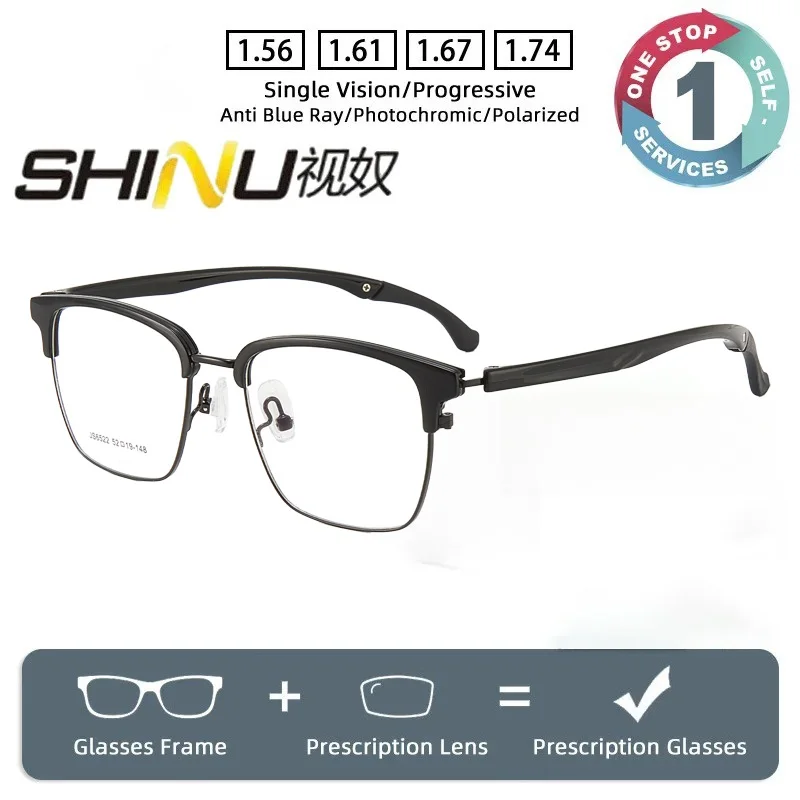 

SHINU Progressive Multifocal Presbyopia Reading Glasses Prescription Lenses men Custom Myopia Business and sports dual-use