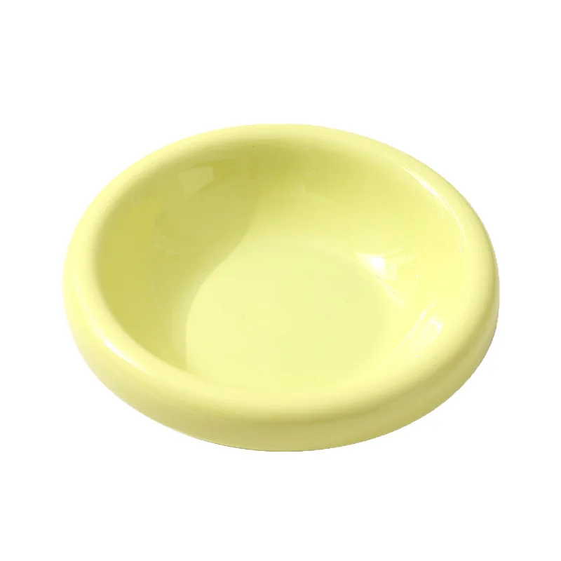 

Solid color pe ceramic bowl, household cat bowl and dog bowl with portable iron frame, anti-knock pet bowl.