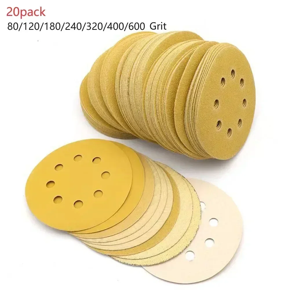 20 Pack 5 Inch 8-hole 125mm Sanding Discs Sanding Polishing Sandpaper For Polishing Random Orbital Sander