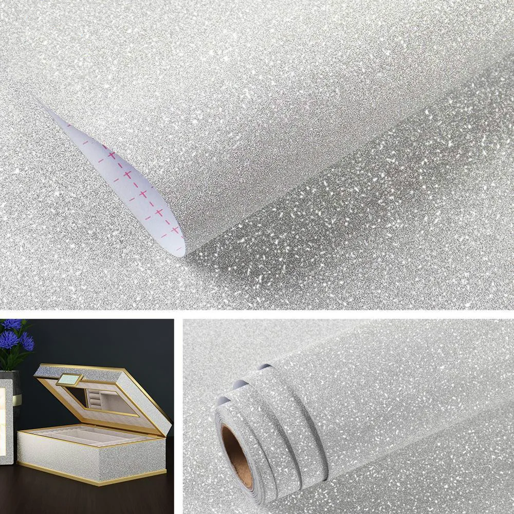 

Glitter Wallpaper Furniture Decorative Film Bedroom Living Room Cupboard Wardrobe Self Adhesive Waterproof Stickers Packed Paper