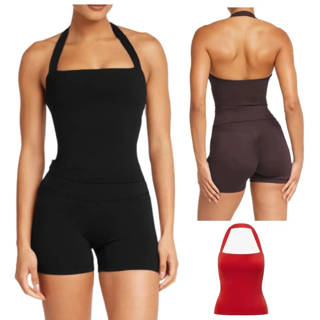 

2025 New Luxury Female Clothing Women's Two Pieces Set! Breathable Quick - Drying Halter Yoga Pant Sets with Running Belt & Ches