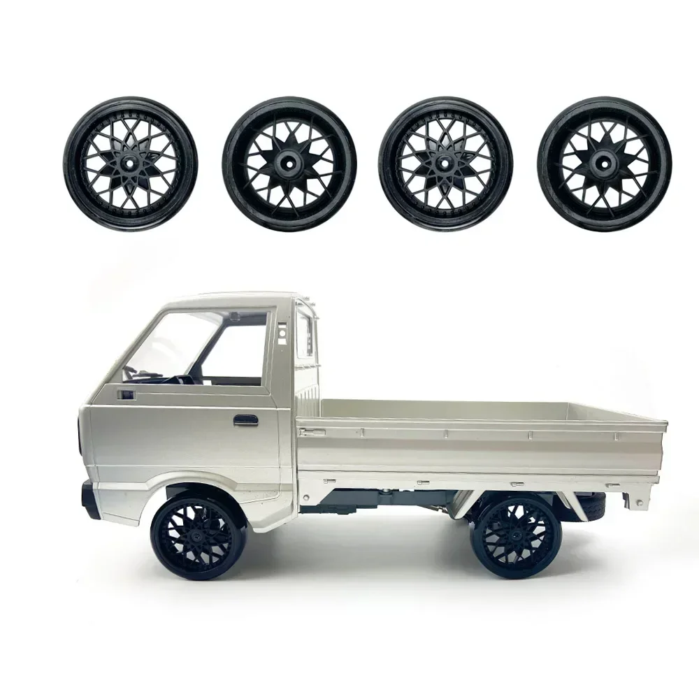 WPL D12 Pneus 4pcs Atualização Aro da roda Cubos de roda Pneus de borracha RC Car Spare Parts Acessórios