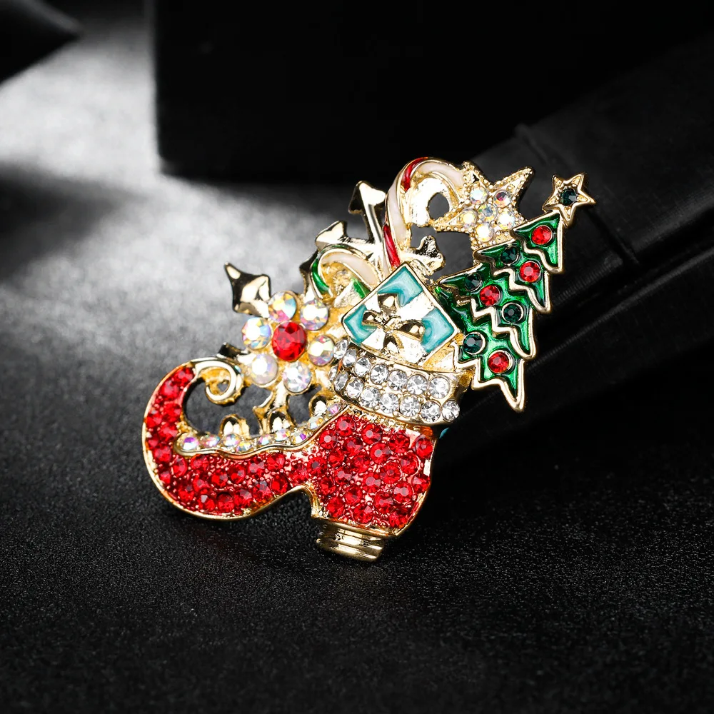 Christmas Hundreds of jewelry pins fashion rhinestone Christmas boots brooch men and women accessories holiday gifts