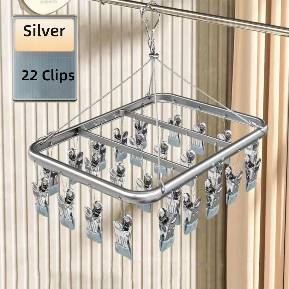 

Aluminum Alloy Socks Drying Rack Anti slip Strong Load-Bearing Towel Socks Hanger Windproof Clothes Drying Rack for Home