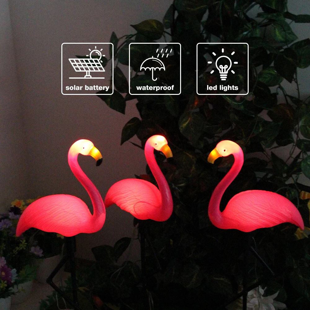 Group Flamingo Solar Light Waterproof Garden Stake Lamp Outdoor Courtyard Decoration Light Patio Walkway Light Lawn Light