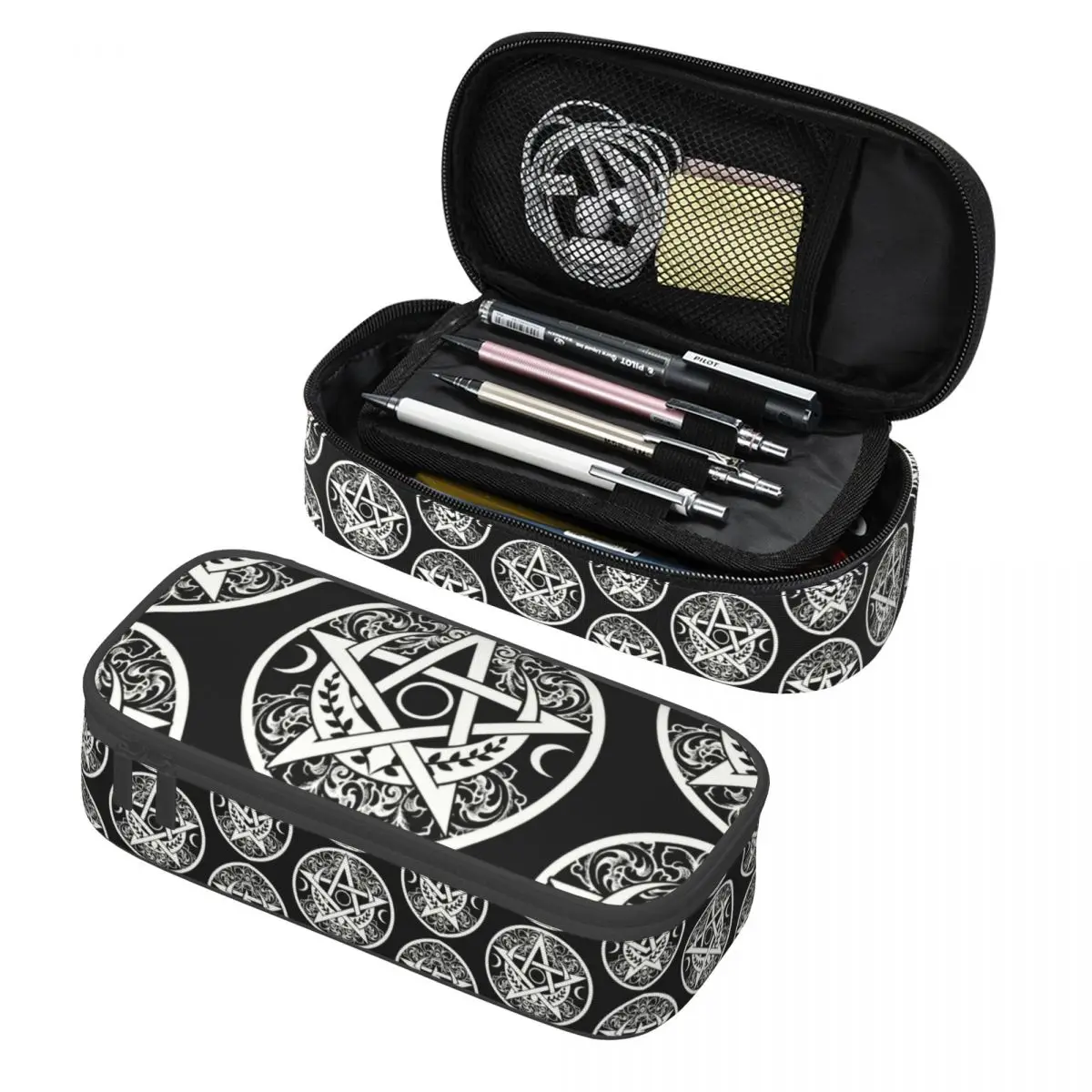 

Customized Pentagram Pentacle Cute Pencil Boy Big Capacity Triple Moon Goddess Pagan Wiccan Pencil Box Students Stationery