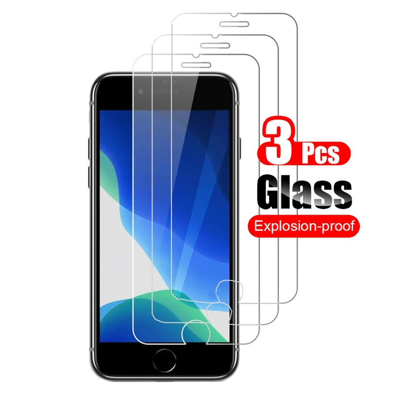 3Pcs For iPhone SE 2022 2020 Tempered Glass Screen Protector Shield For Apple iPhone 6 6S 7 8 Plus Protective Glass Film 9H