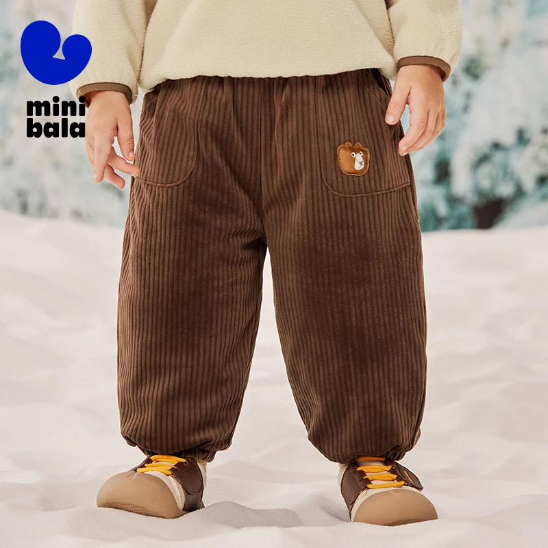 

Mini Bala Kids Pants 2025 Winter New Warm Cotton Padded Soft Skin Friendly Trousers
