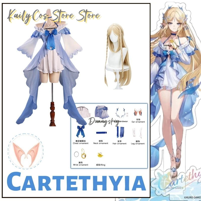 ‌‌‌‌‌‌​​Cosplay Game Wuthering Waves WuWa Cartethyia Cosplay Wig Ears Costume Swimsuit Halloween Role Party Costume​​