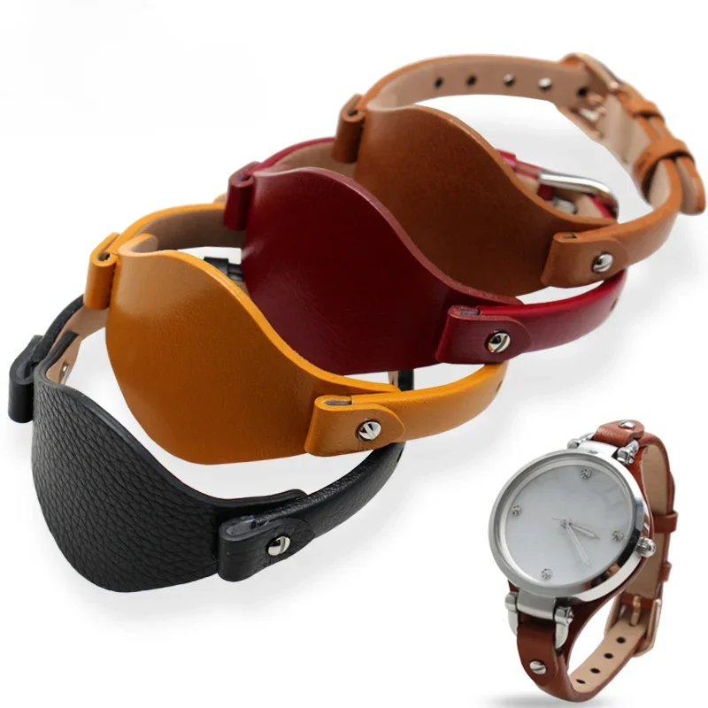 For Fossil Bottom Tray Cowhide Watchbands Women Es3262 Es3060 Genuine Leather Soft 8mm Rose Steel Buckle Watch Strap